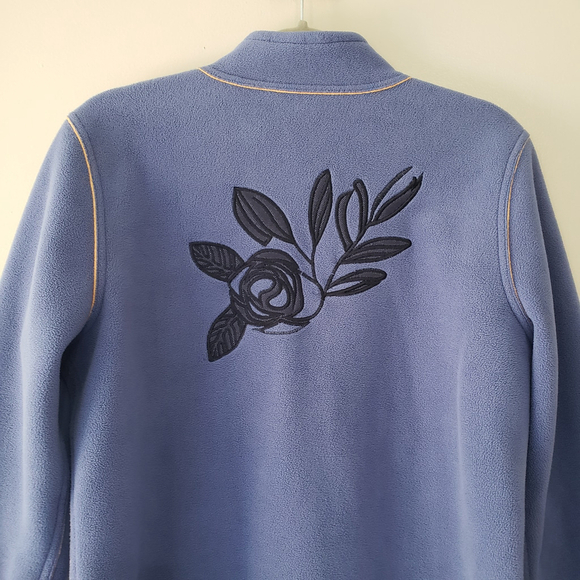 Susan Graver Style Fleece Jacket Women Small Embroidered Fleece Full Zip Floral - Picture 5 of 11